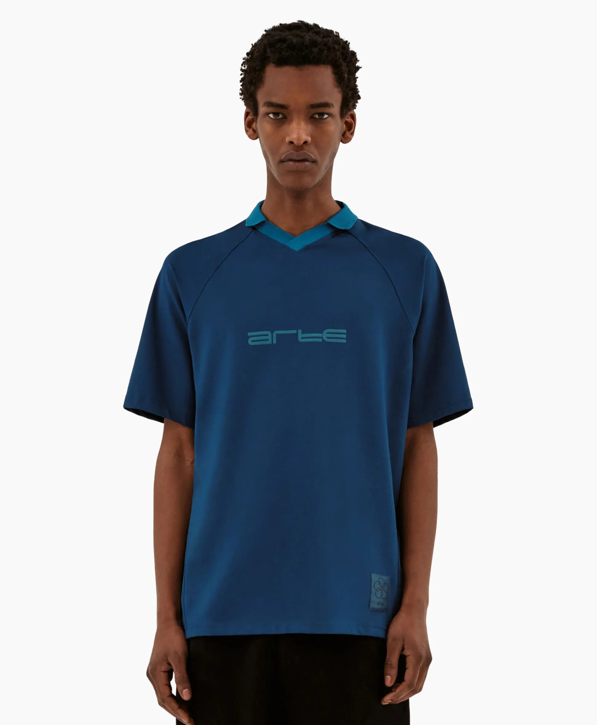 Sale T-Shirt Korte Mouw Sport Fleece Arte Chest Contras Donker Blauw Heren T-Shirts