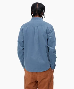 Fashion Overhemd L/S Madison Fine Cord Blauw Heren Overhemden
