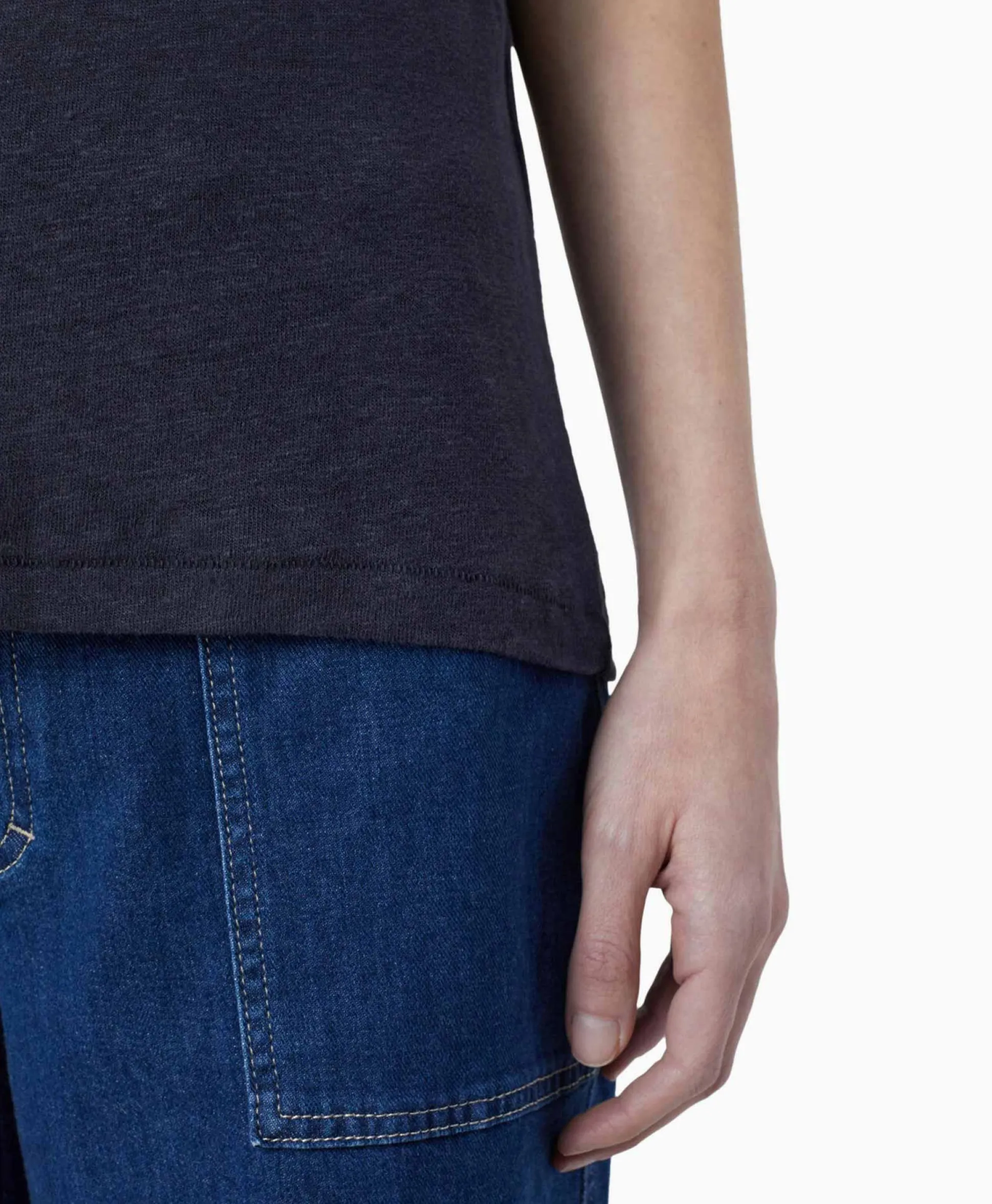 New T-Shirt Korte Mouw V-Neck Blauw Dames T-Shirts & Tops