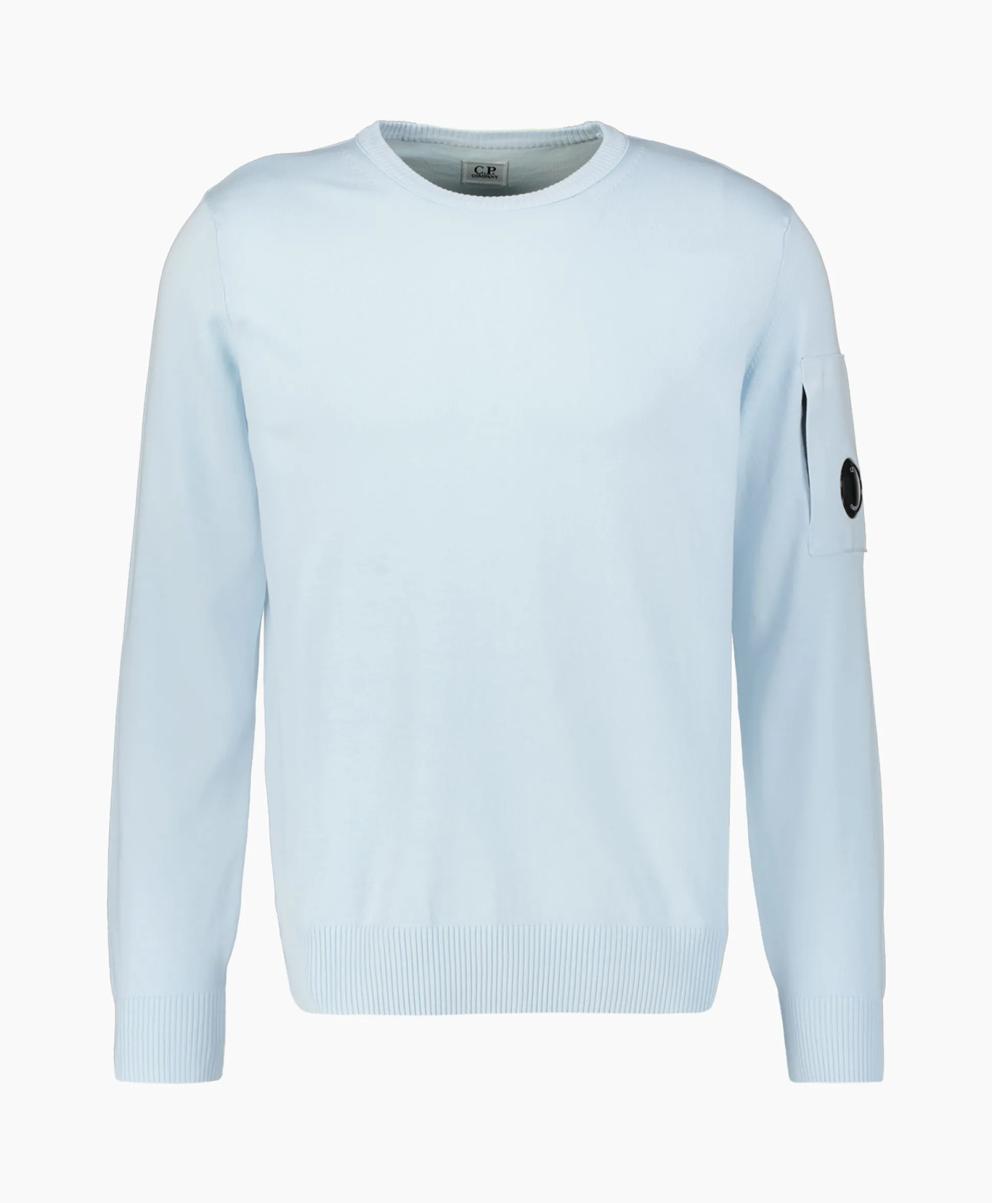 Outlet Pullover Cotton Crepe Knit Licht Blauw Heren Truien