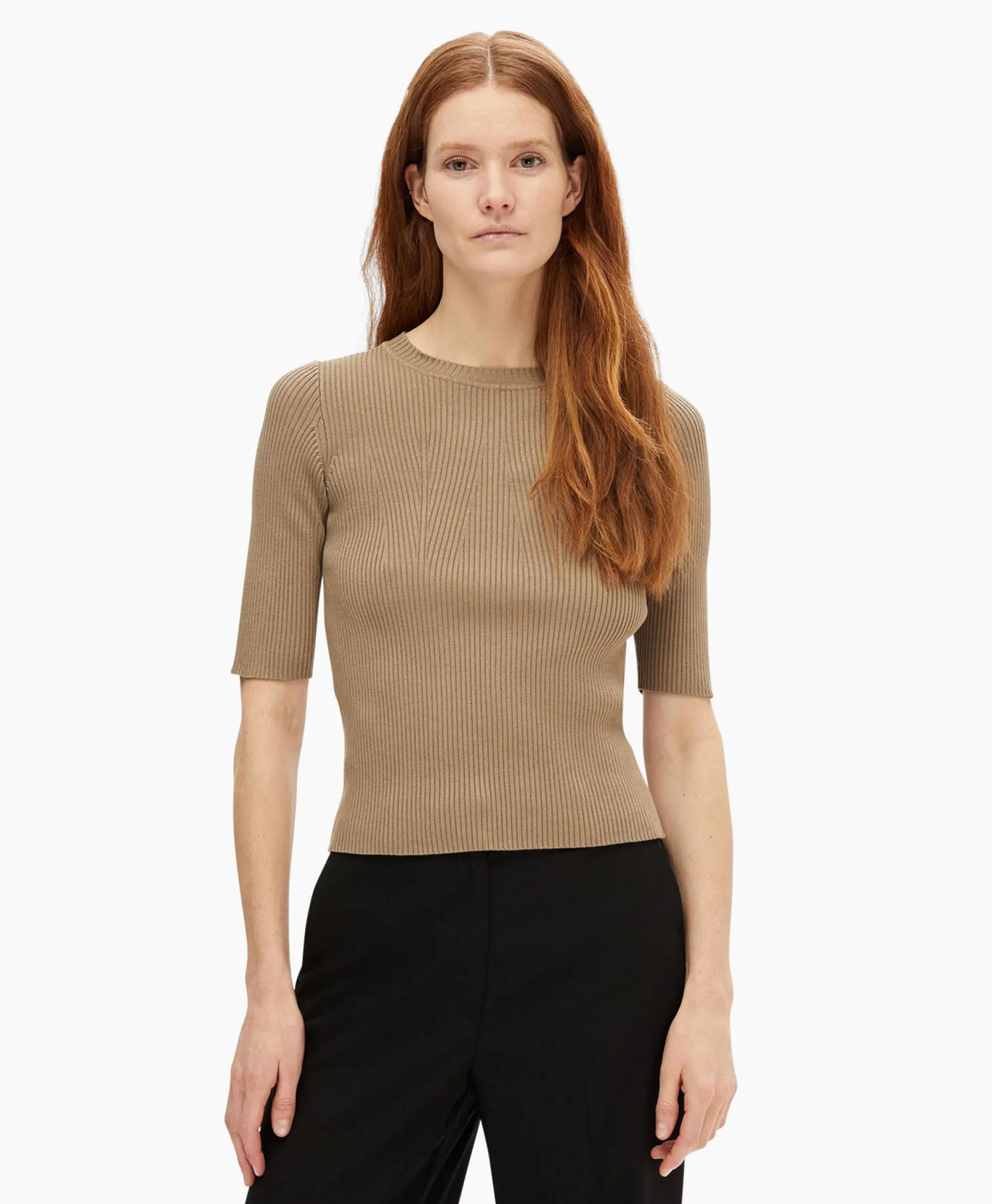 Store Top Mala 2/4 Knit O-Neck B Noos Licht Grijs Dames T-Shirts & Tops